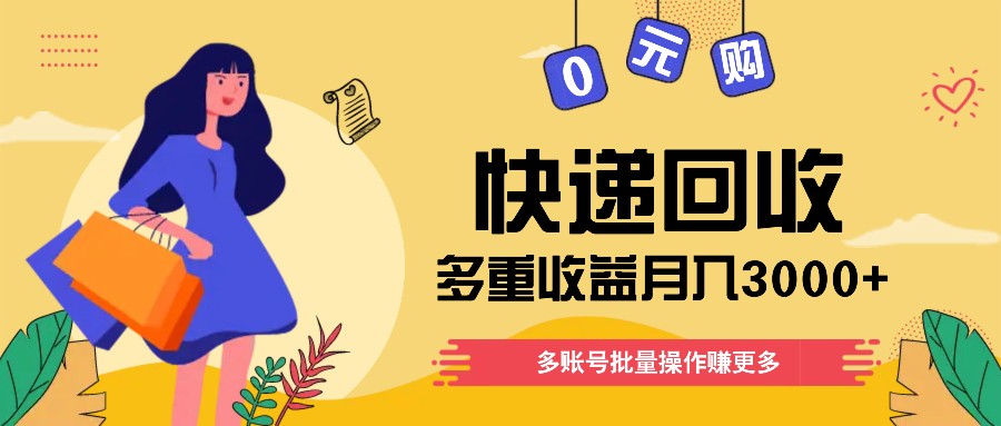 快递回收多重收益玩法，多账号批量操作，新手小白也能搬砖月入3000+！-九天资源站