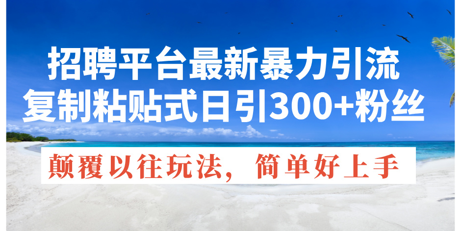 （11538期）招聘平台最新暴力引流，复制粘贴式日引300+粉丝，颠覆以往垃圾玩法，简…-九天资源站