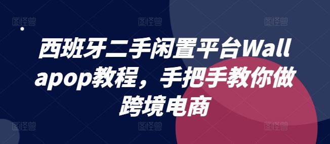西班牙二手闲置平台Wallapop教程，手把手教你做跨境电商-九天资源站