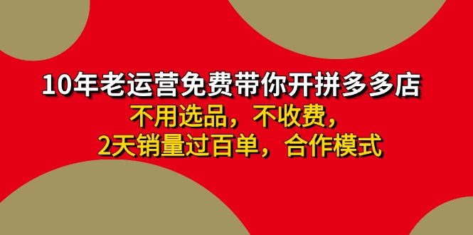 （11576期）拼多多-合作开店日入4000+两天销量过百单，无学费、老运营教操作、小白…-九天资源站