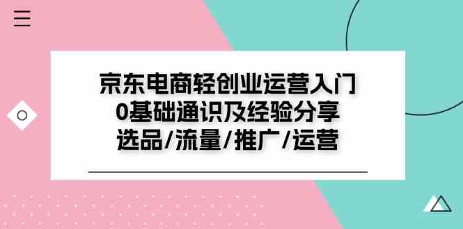 京东电商轻创业运营入门0基础通识及经验分享：选品/流量/推广/运营-九天资源站