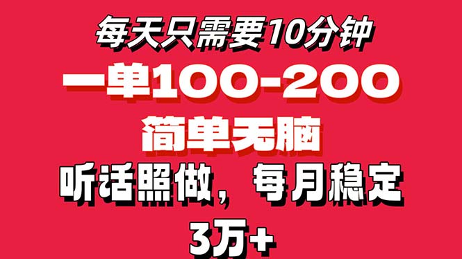 （11601期）每天10分钟，一单100-200块钱，简单无脑操作，可批量放大操作月入3万+！-九天资源站