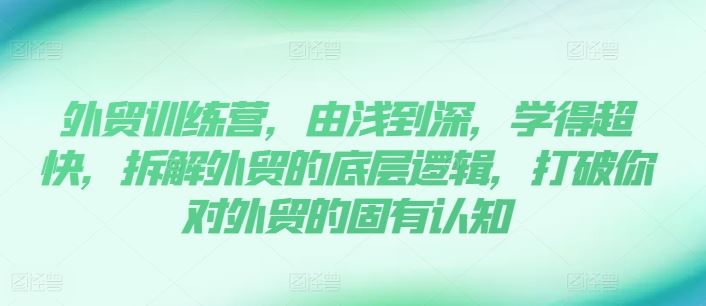 外贸训练营，由浅到深，学得超快，拆解外贸的底层逻辑，打破你对外贸的固有认知-九天资源站