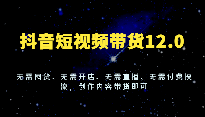 抖音短视频带货12.0，无需囤货、无需开店、无需直播、无需付费投流，创作内容带货即可-九天资源站