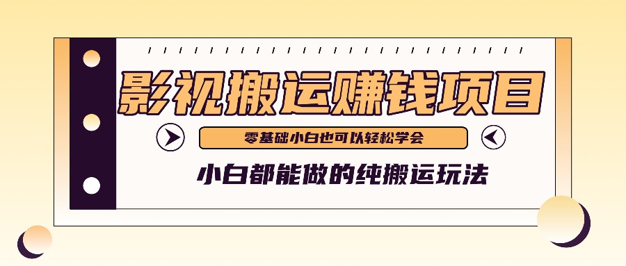 手把手教你操作影视搬运项目，小白都能做零基础也能赚钱-九天资源站
