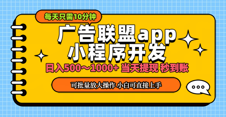 （11645期）小程序开发 广告赚钱 日入500~1000+ 小白轻松上手！-九天资源站