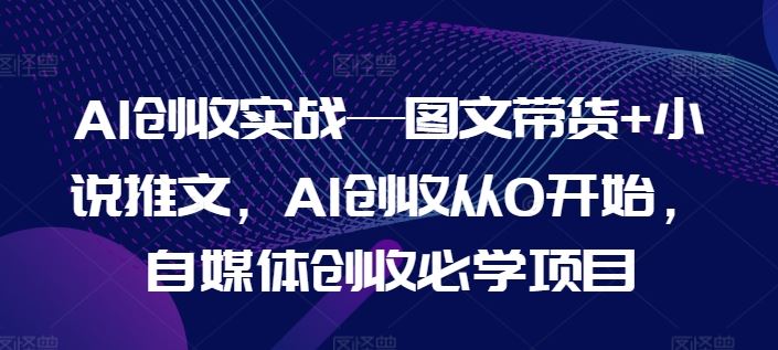 AI创收实战—图文带货+小说推文，AI创收从0开始，自媒体创收必学项目-九天资源站