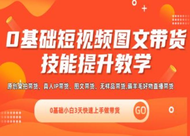 0基础短视频图文带货实操技能提升教学(直播课+视频课),0基础小白3天快速上手做带货-九天资源站