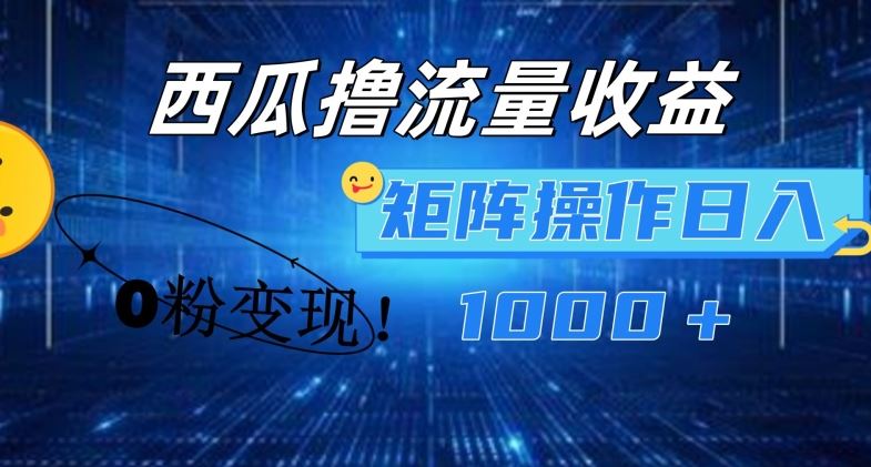 西瓜视频撸流量，简单上手，0粉变现矩阵操作，日入1000+【揭秘】-九天资源站