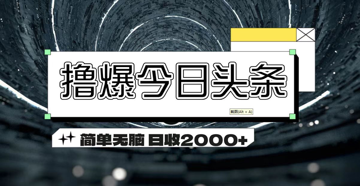 （11665期）撸爆今日头条 简单无脑操作 日收2000+-九天资源站