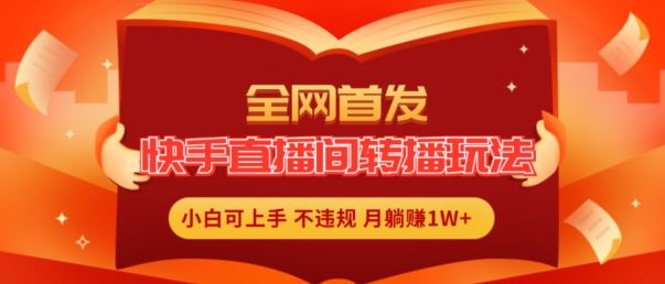全网首发，快手直播间转播玩法简单躺赚，真正的全无人直播，小白轻松上手月入1W+【揭秘】-九天资源站