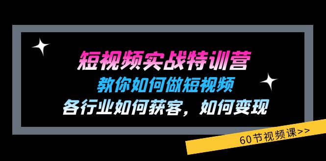 （11729期）短视频实战特训营：教你如何做短视频，各行业如何获客，如何变现 (60节)-九天资源站