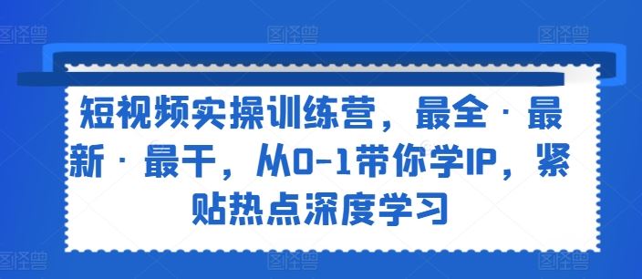 短视频实操训练营，最全·最新·最干，从0-1带你学IP，紧贴热点深度学习-九天资源站