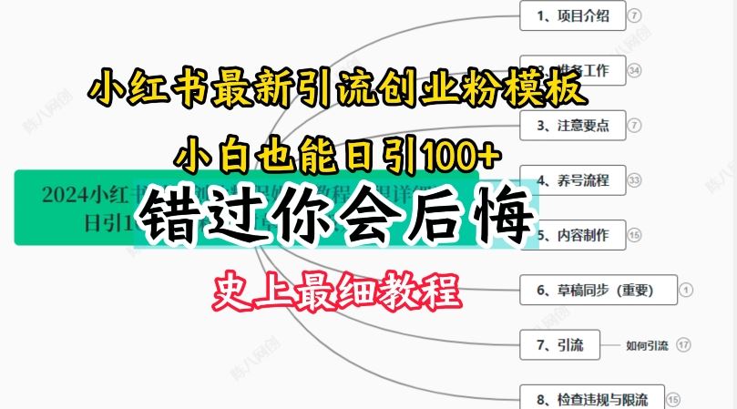 2024小红书引流创业粉史上最细教程，手把手教你引流【揭秘】-九天资源站