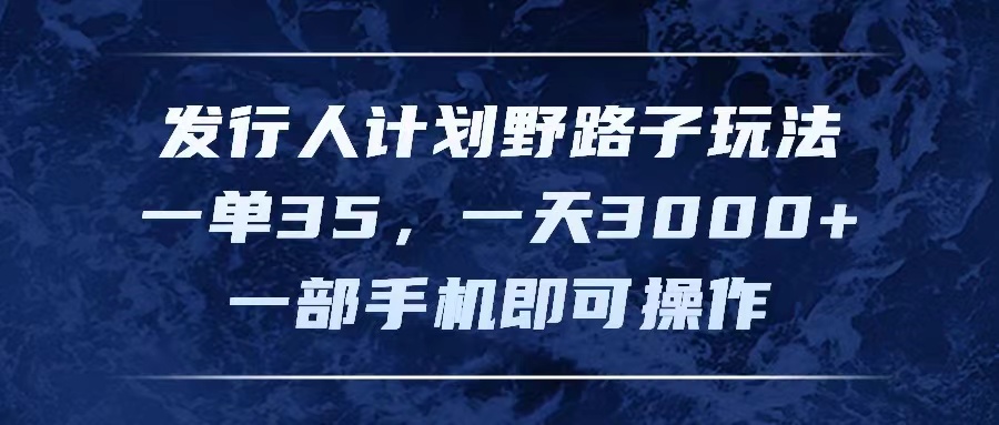 （11750期）发行人计划野路子玩法，一单35，一天3000+，一部手机即可操作-九天资源站