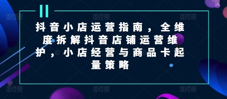 抖音小店运营指南，全维度拆解抖音店铺运营维护，小店经营与商品卡起量策略-九天资源站
