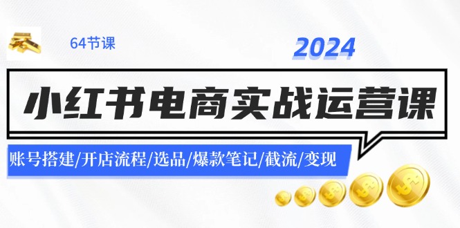 2024小红书电商实战运营课：账号搭建/开店流程/选品/爆款笔记/截流/变现-九天资源站