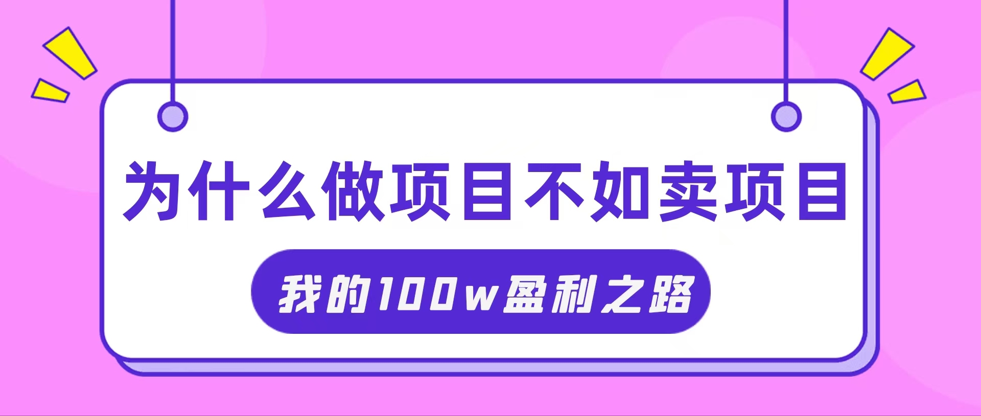 （11893期）抓住互联网创业红利期，我通过卖项目轻松赚取100W+-九天资源站