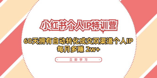 小红书个人IP陪跑营：两个月打造自动转化成交的多渠道个人IP，每月收入2w+（30节）-九天资源站