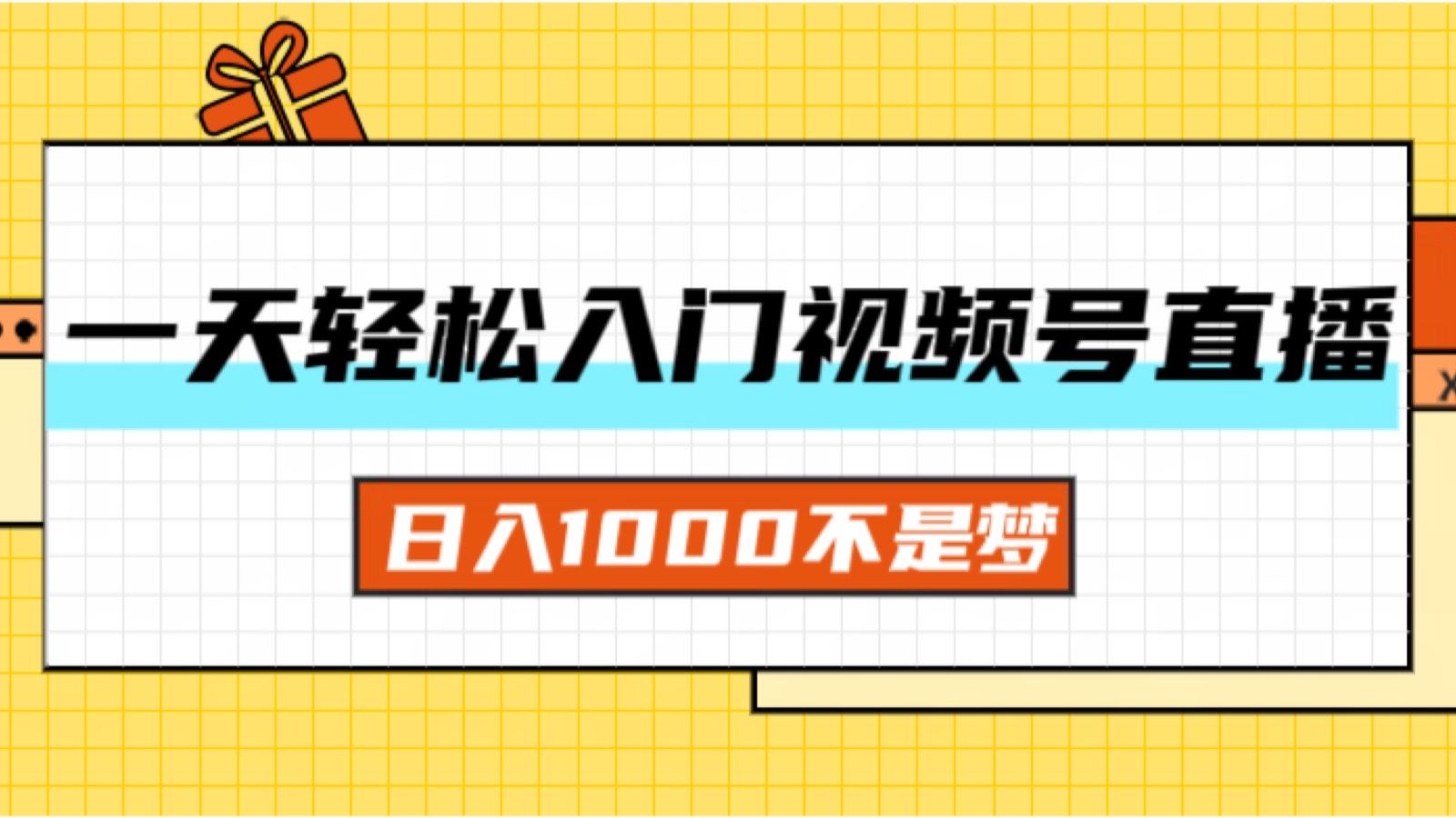 （11906期）一天入门视频号直播带货，日入1000不是梦-九天资源站