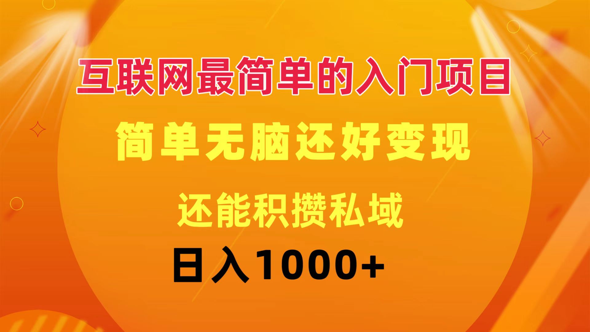 （11922期）互联网最简单的入门项目：简单无脑变现还能积攒私域一天轻松1000+-九天资源站