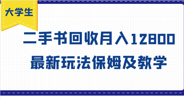 大学生创业风向标，二手书回收月入12800，最新玩法保姆及教学-九天资源站