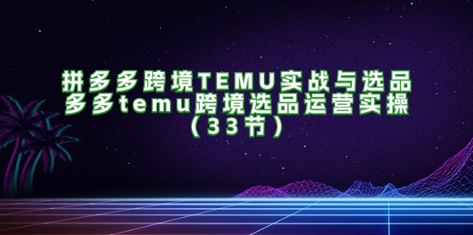（11934期）拼多多跨境TEMU实战与选品，多多temu跨境选品运营实操（33节）-九天资源站