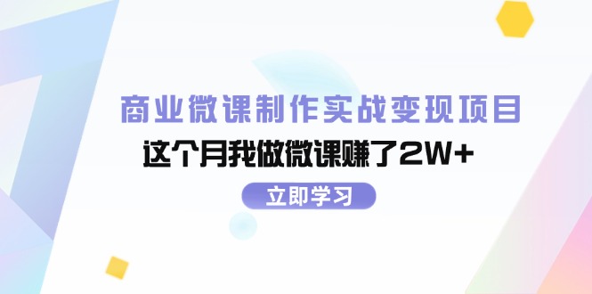 （11959期）商业微课制作实战变现项目，这个月我做微课赚了2W+-九天资源站