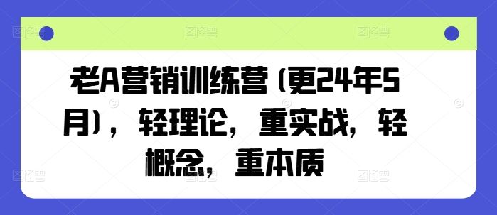 老A营销训练营(更24年7月)，轻理论，重实战，轻概念，重本质-九天资源站