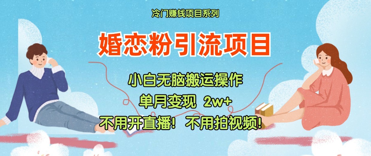 小红书婚恋粉引流，不用开直播！不用拍视频！不用做交付-九天资源站