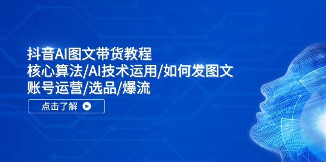 抖音AI图文带货教程：核心算法/AI技术运用/如何发图文/账号运营/选品/爆流-九天资源站