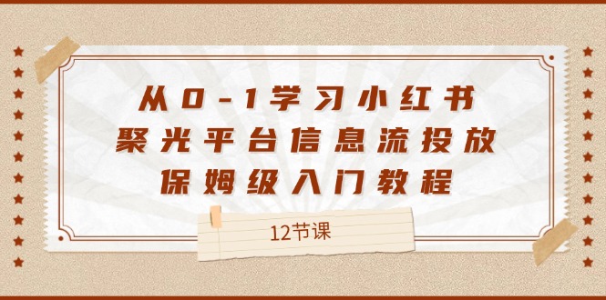 从0-1学习小红书聚光平台信息流投放，保姆级入门教程（12节课）-九天资源站