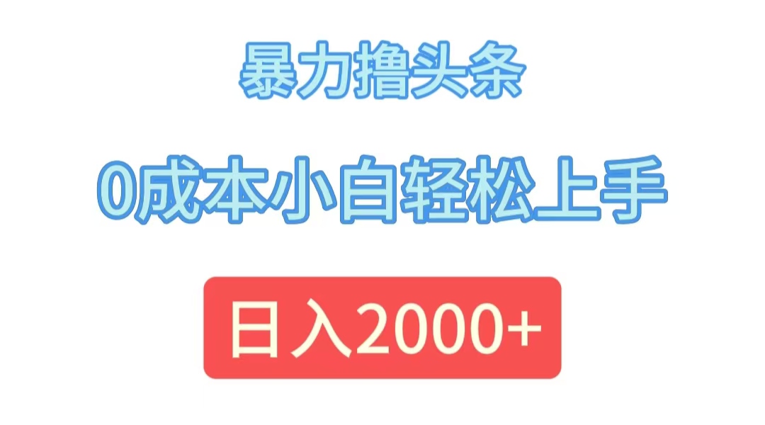 （12068期）暴力撸头条，0成本小白轻松上手，日入2000+-九天资源站