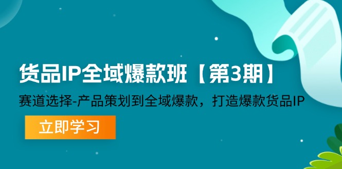 （12078期）货品-IP全域爆款班【第3期】赛道选择-产品策划到全域爆款，打造爆款货品IP-九天资源站