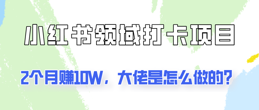 通过小红书领域打卡项目2个月赚10W，大佬是怎么做的？-九天资源站