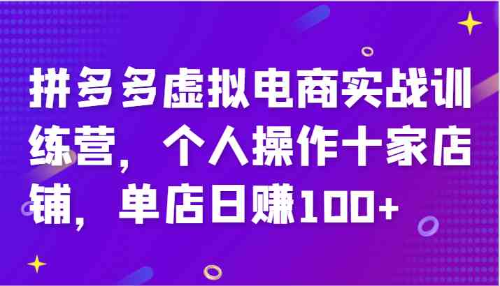 拼多多虚拟电商实战训练营，个人操作十家店铺，单店日赚100+-九天资源站