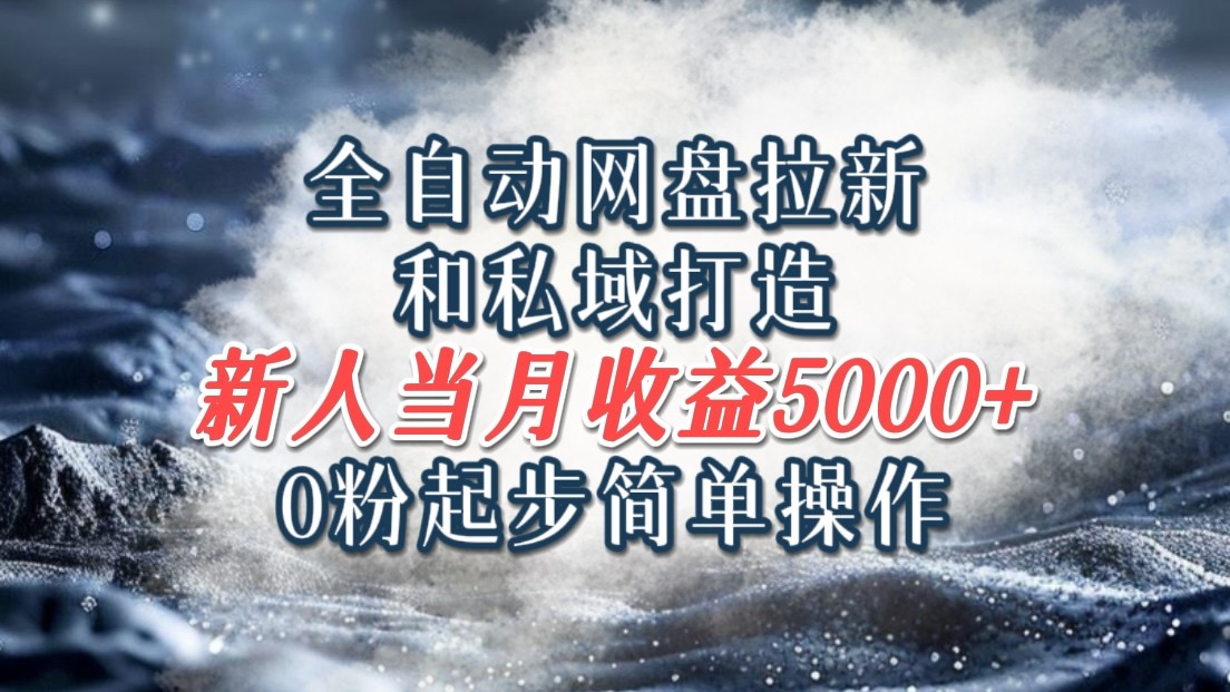 全自动网盘拉新和私域打造，0粉起步简单操作，新人入门当月收益5000以上-九天资源站