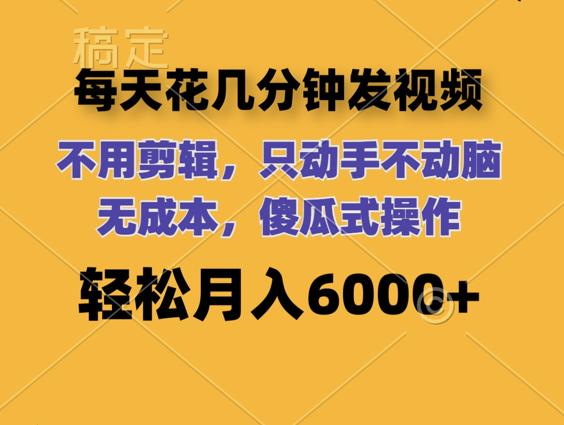 （12119期）每天花几分钟发视频 无需剪辑 动手不动脑 无成本 傻瓜式操作 轻松月入6…-九天资源站