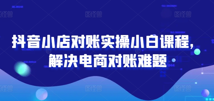 抖音小店对账实操小白课程，解决电商对账难题-九天资源站
