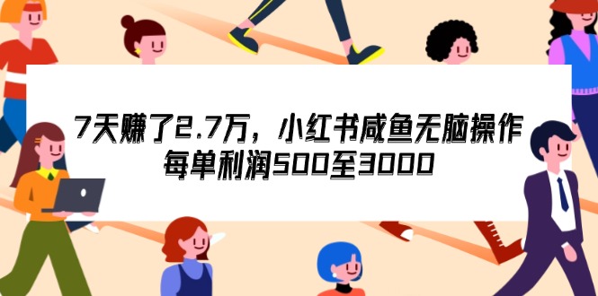 （12192期）7天收了2.7万，小红书咸鱼无脑操作，每单利润500至3000-九天资源站
