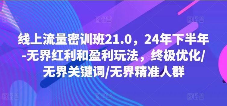 线上流量密训班21.0，24年下半年-无界红利和盈利玩法，终极优化/无界关键词/无界精准人群-九天资源站