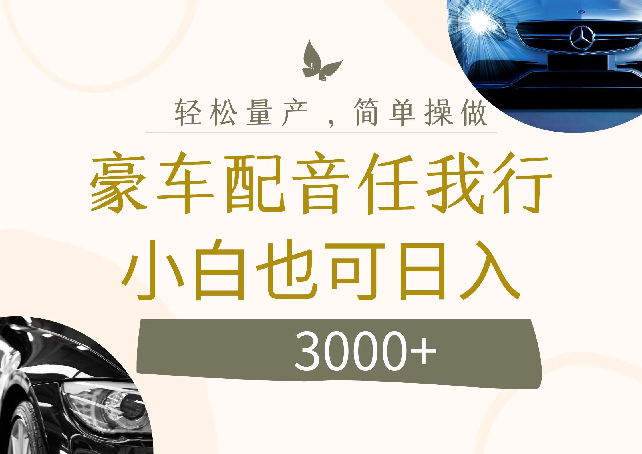 （12206期）不为人知的暴力小项目，豪车配音，日入3000+-九天资源站