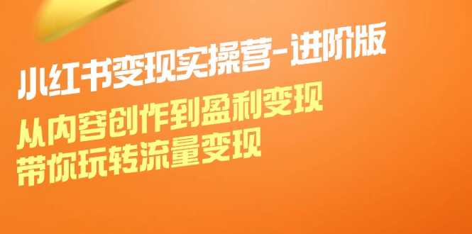 （12234期）小红书变现实操营-进阶版：从内容创作到盈利变现，带你玩转流量变现-九天资源站