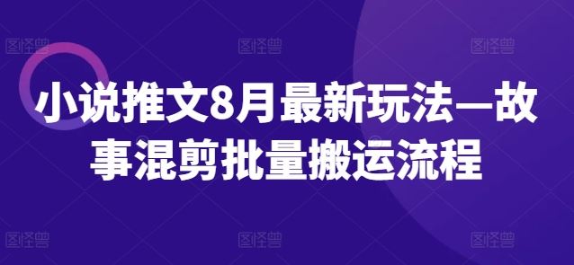 小说推文8月最新玩法—故事混剪批量搬运流程-九天资源站