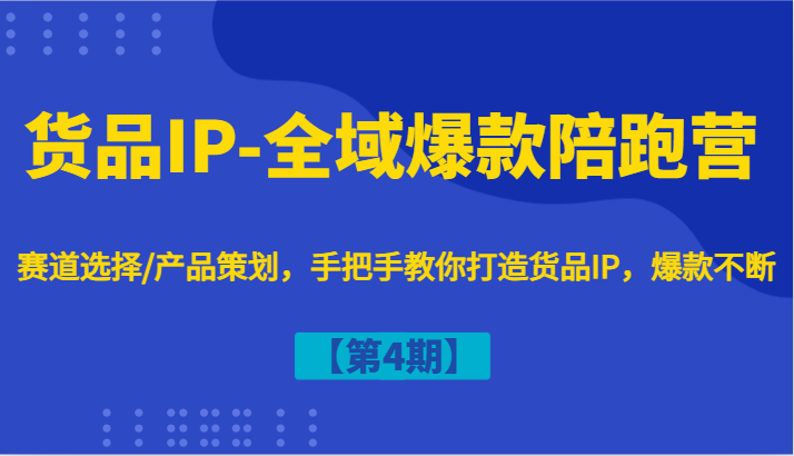 货品IP-全域爆款陪跑营【第4期】赛道选择/产品策划，手把手教你打造货品IP，爆款不断-九天资源站