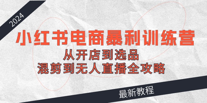 2024小红书电商暴利训练营：从开店到选品，混剪到无人直播全攻略-九天资源站