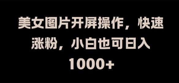 美女图片开屏操作，快速涨粉，小白也可日入1k【揭秘】-九天资源站