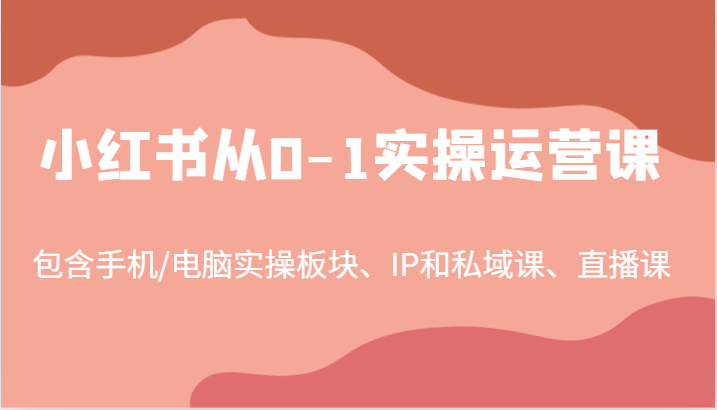 小红书从0-1实操运营课，包含手机/电脑实操板块、IP和私域课、直播课（97节）-九天资源站