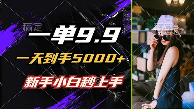 一单9.9，一天到手5000+，不挑人，小白当天上手，制作作品只需1分钟-九天资源站
