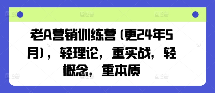 老A营销训练营(更24年9月)，轻理论，重实战，轻概念，重本质-九天资源站